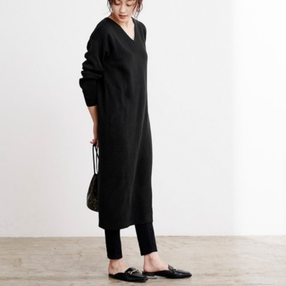 NWOT Wilfred Wool Cashmere Blend VNeck Long Sleeve Max Dress Size 2XS